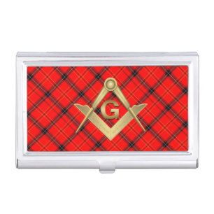 Gold Square and Compass Business Card Holder