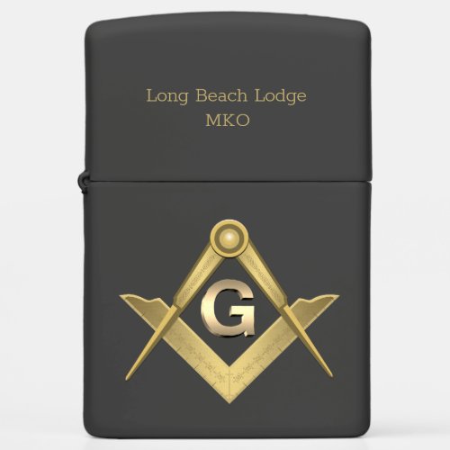 Gold Square and Compass Zippo Lighter