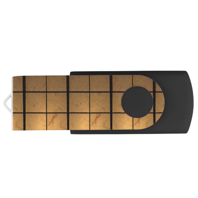 Gold Square Pattern USB Swivel Flash Drive