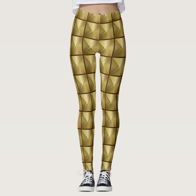 Gold  Squares Leggings (Front)