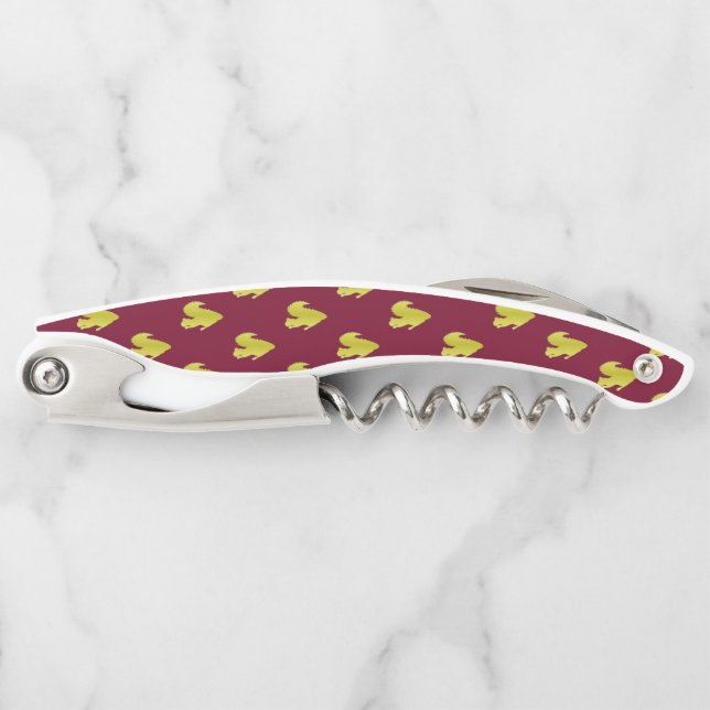Gold squirrel on red waiter's corkscrew (Front)
