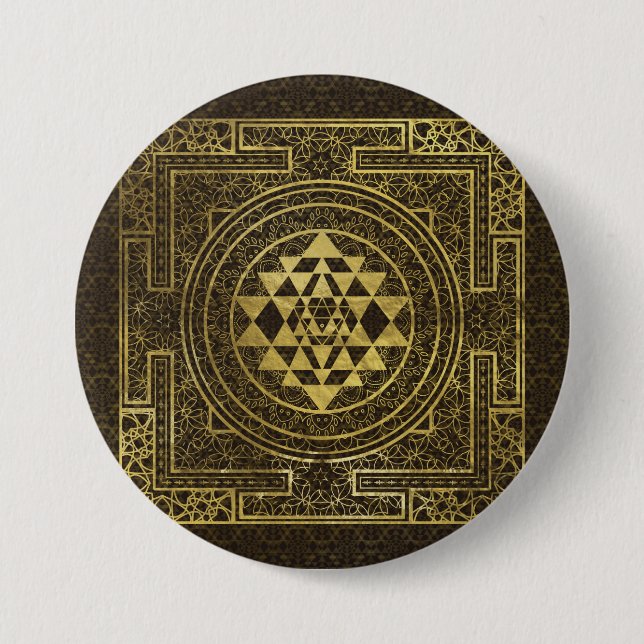 Gold Sri Yantra  / Sri Chakra Button (Front)