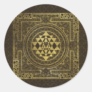 Gold Sri Yantra / Sri Chakra Classic Round Sticker