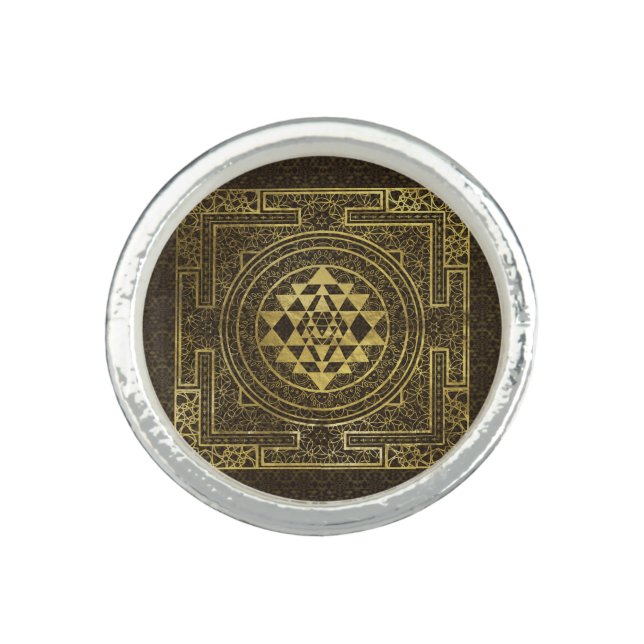 Gold Sri Yantra  / Sri Chakra Ring (Front)