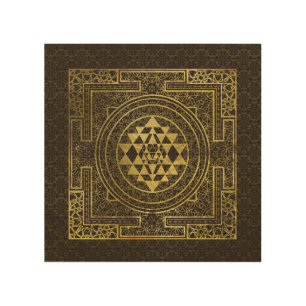 Gold Sri Yantra / Sri Chakra Wood Wall Art