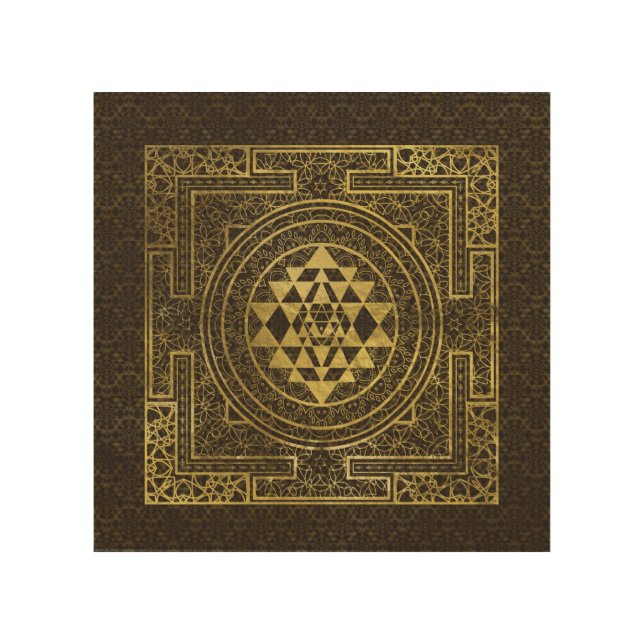 Gold Sri Yantra  / Sri Chakra Wood Wall Art (Front)