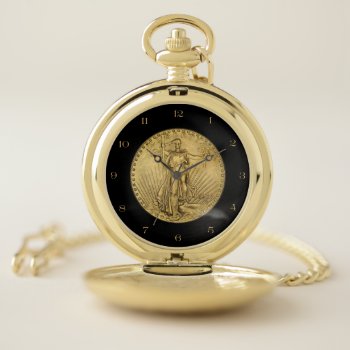 Gold St. Gaudens Double Eagle For Coin Collectors Pocket Watch by colorwash at Zazzle
