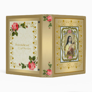 Gold St. Therese of Lisieux Mini 1" Binder w/quote
