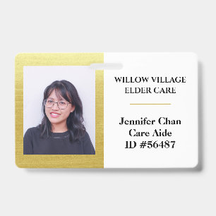 Gold Staff Employee Name Photo ID Badge