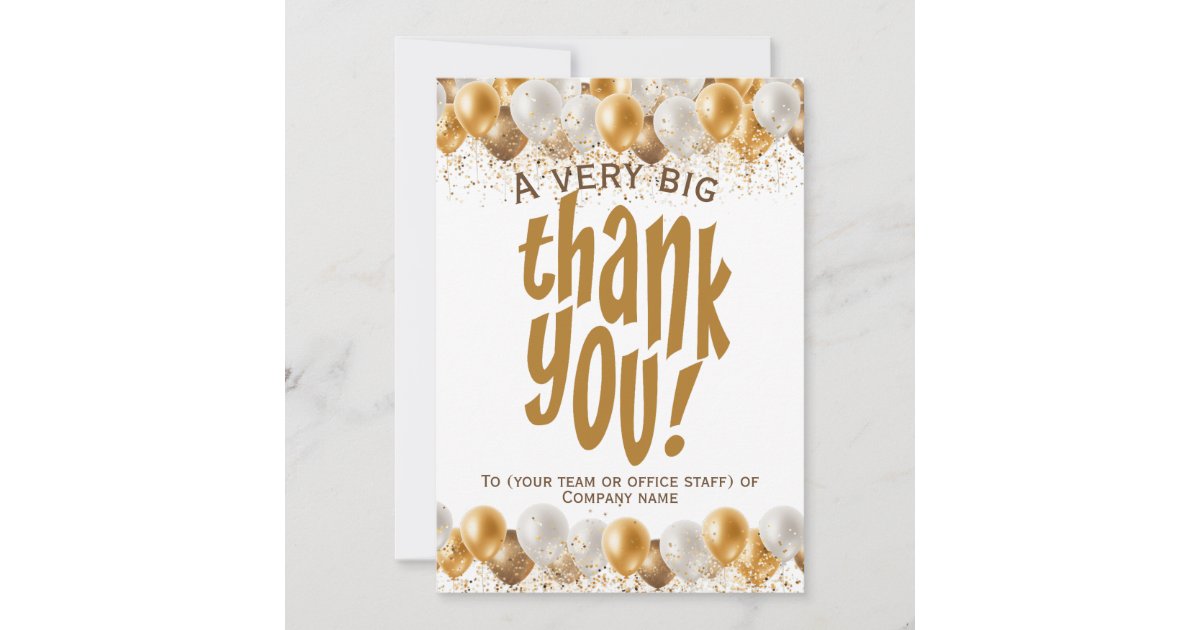 Gold Staff Employee Very Big Thank You | Zazzle