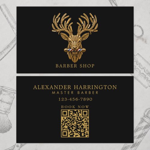 Gold Stag Professional Barber Shop Hair Stylist Business Card