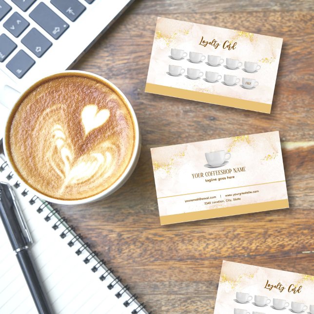 Gold Stain Cafe Coffee Shop Rewards Loyalty Card (Creator Uploaded)