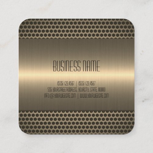 Gold Stainless Steel Metal Look Square Business Card