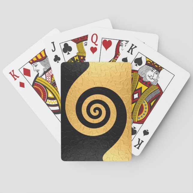 Gold Stainless Steel Metal with Spiral Pattern Poker Cards (Back)