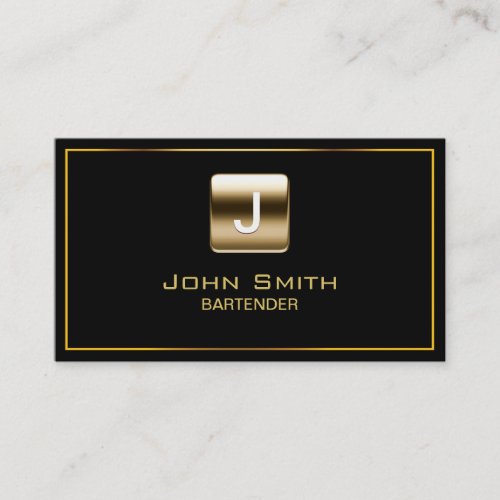 Gold Stamp Bartender Dark Business Card