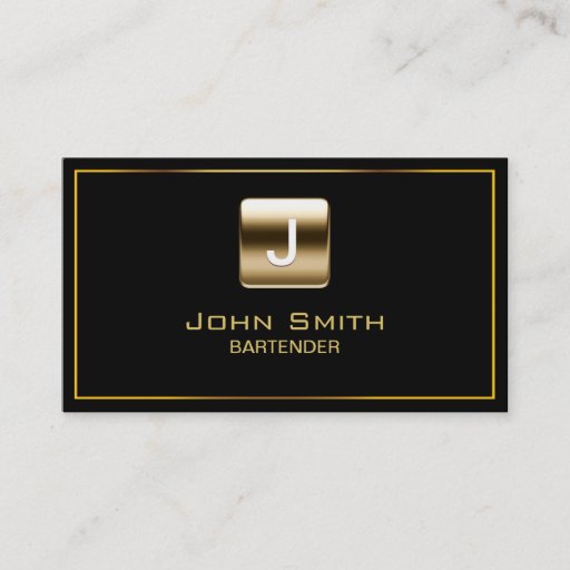 Customizable Gold Stamp Bartender Dark Business Card