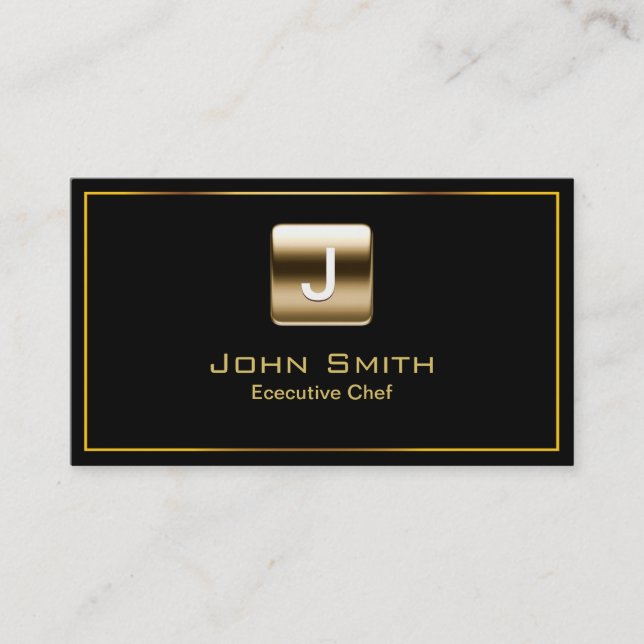 Gold Stamp Chef Dark Business Card (Front)