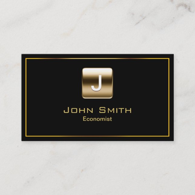 Gold Stamp Economist Dark Business Card (Front)