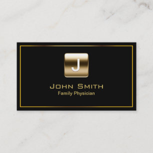Gold Stamp Family Physician Dark Business Card
