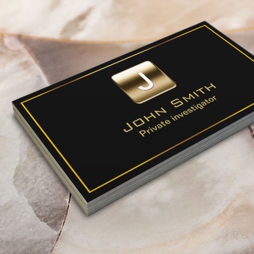 Customizable Gold Stamp Investigator Dark Business Card