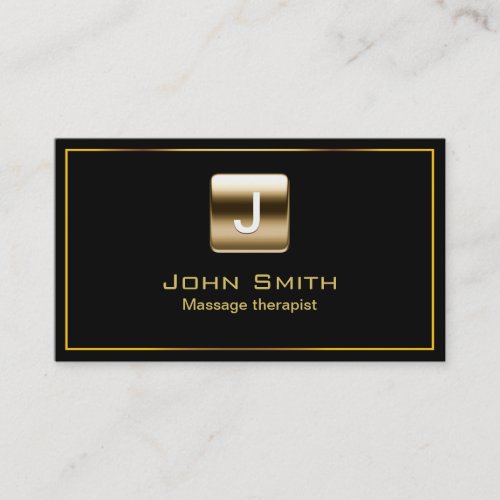 Gold Stamp Massage therapist Dark Business Card