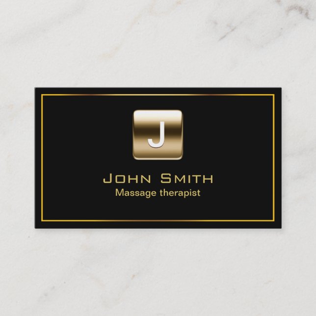 Gold Stamp Massage therapist Dark Business Card (Front)