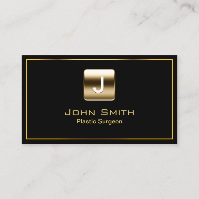 Gold Stamp Plastic Surgeon Dark Business Card (Front)