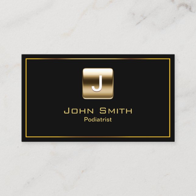 Gold Stamp Podiatrist Dark Business Card (Front)