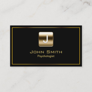 Gold Stamp Psychologist Dark Business Card