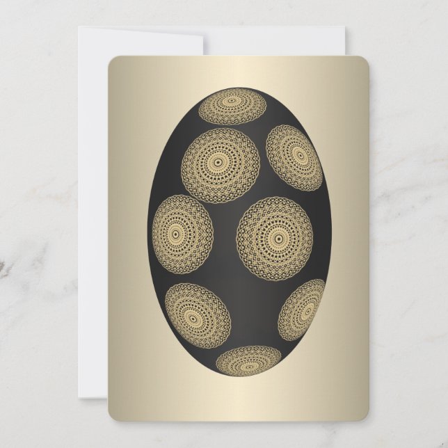Gold Stamped Mandala Black Egg Card (Front)