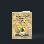 Gold Standard 8th Grade Graduate Card<br><div class="desc">Gold standard 8th grade graduate card with a gold colored background and an educational design provided by Pixabay.  The words on the inside of the card can be changed.</div>