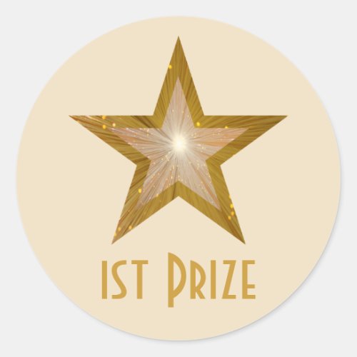 Gold Star 1st Prize round sticker cream