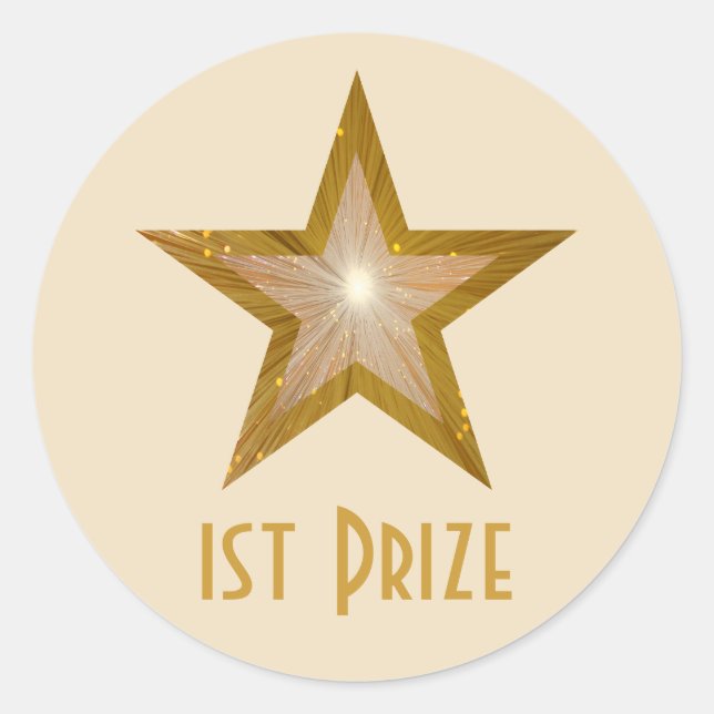 Gold Star '1st Prize' round sticker cream (Front)