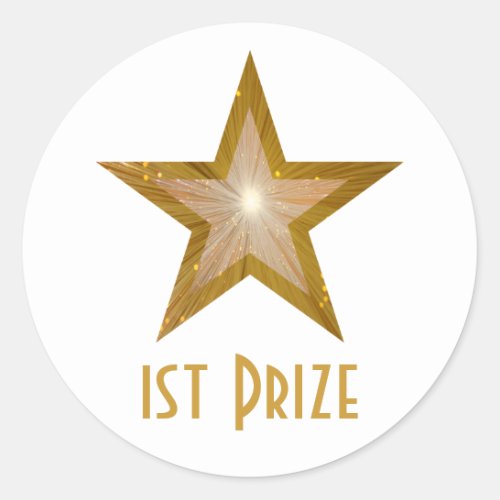 Gold Star 1st Prize round sticker white