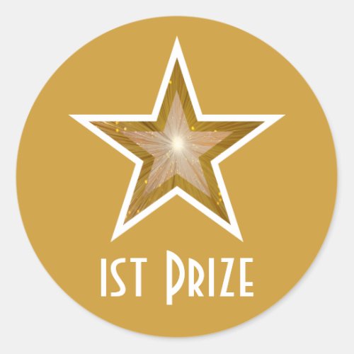 Gold Star 1st Prize round sticker yellow