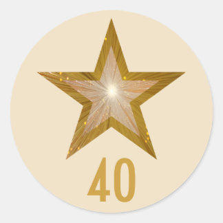 "Gold" Star "40" age round sticker cream
