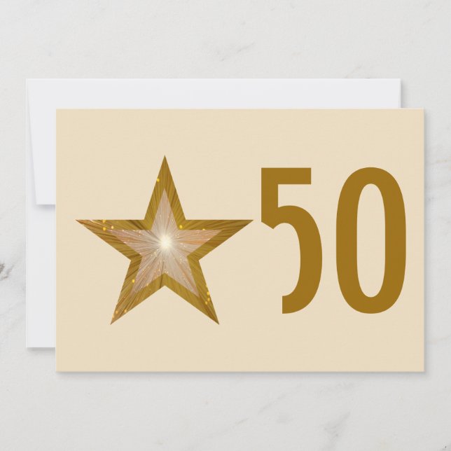 Gold Star '50' anniversary invitation cream (Front)