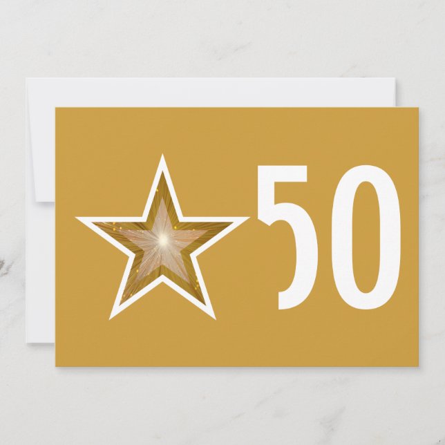 Gold Star '50' anniversary invitation gold (Front)