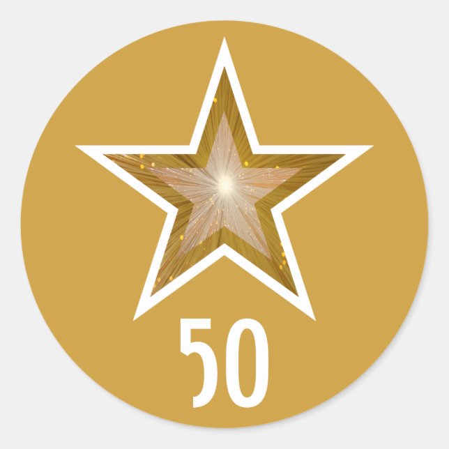 "Gold" Star "50" round sticker yellow (Front)