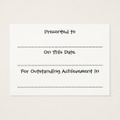 Gold Star Achievement Award for Children (Back)