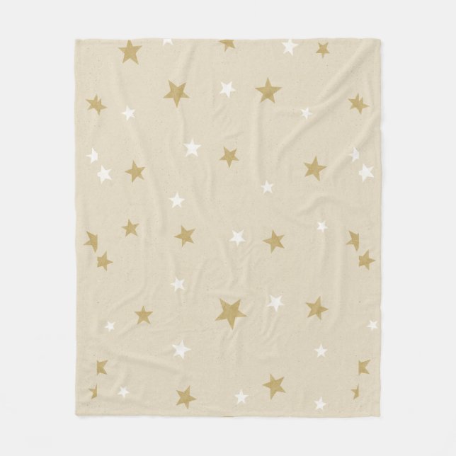 Gold Star Art Patterns A Magic Christmas Night Sky Fleece Blanket (Front)