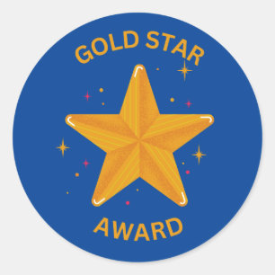 GOLD STAR AWARD STICKER! CLASSIC ROUND STICKER