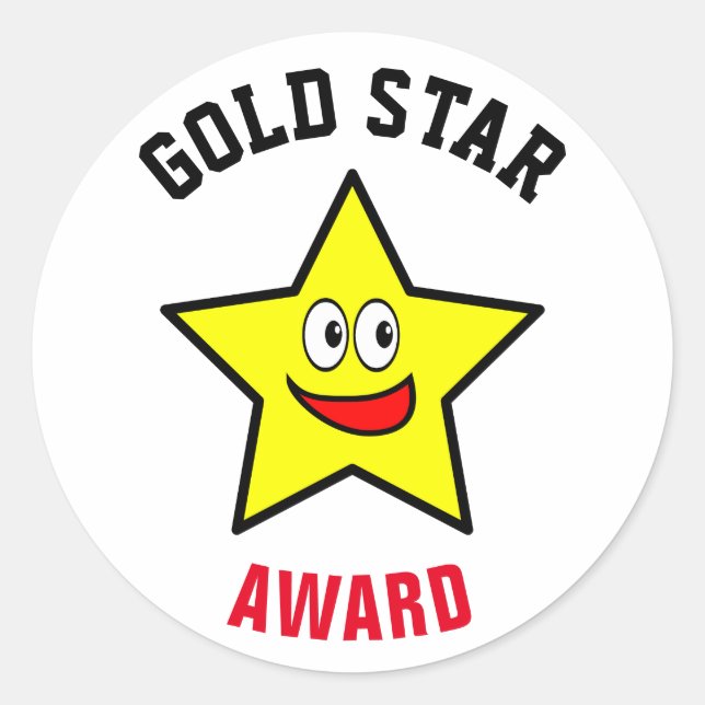 Gold Star Award Winner Classic Round Sticker (Front)