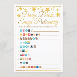 Gold Star Baby Shower Emoji Baby Book Game Invitation