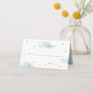 Gold Star & Blue Cloud Baby Shower Place Card