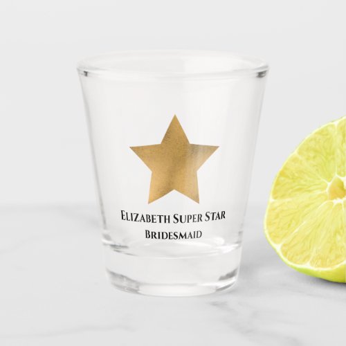 Gold Star Bridesmaid Wedding Shot Glass