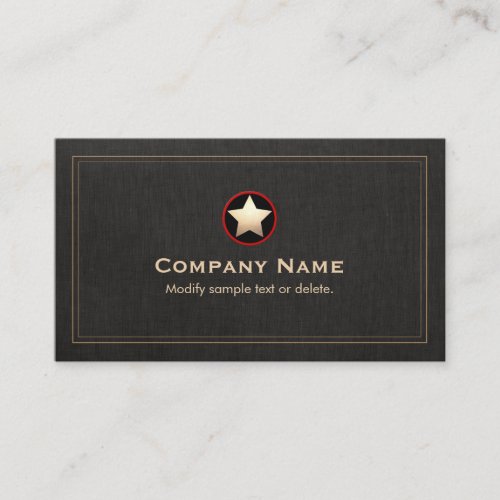 Gold Star Logo Faux Black Linen Groupon Business Card