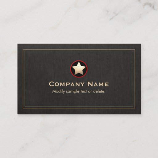 Customizable Gold Star Logo Faux Black Linen Groupon Business Card