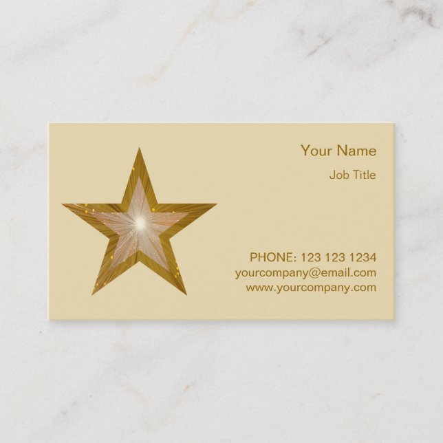 Gold Star business card template side star cream (Front)