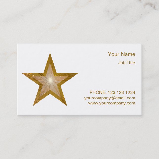 Gold Star business card template side star white (Front)